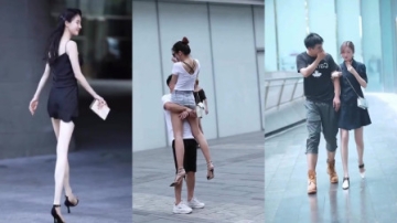 美女街拍：终于知道为什么女神，都喜欢高个子男生！抱起来的时候真甜