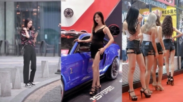 美女街拍：不知道车展上的模特贵，还是跑车更贵！